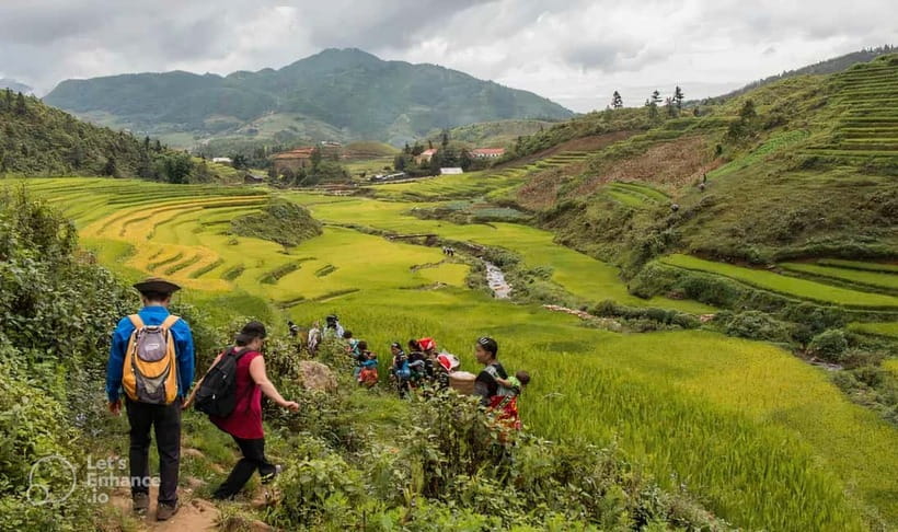 1-Day Sapa Long Trek - Rice Field Terrace, Ethnic Culture - Following the rice terraces into Muong Hoa Valley