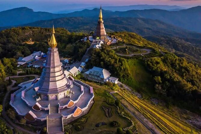 3-in-1: Doi Inthanon Tour, Elephant Sanctuary, and Trekking Trail - The King and Queen Pagodas above the forest