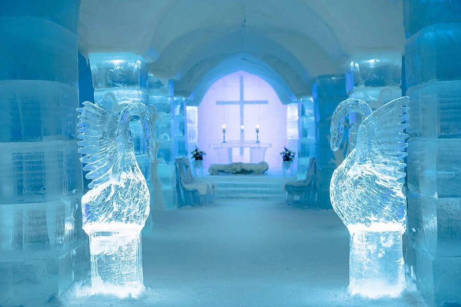 Alta: Igloo Ice Hotel and Hiking to the Frozen Waterfall. - Entering Alta’s Rebuilt Ice Hotel