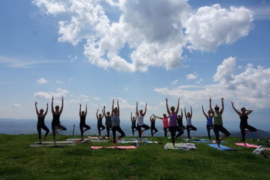 Asheville: Yoga on a Mountain Hike - Hiking to the open summit at Bearwallow Mountain
