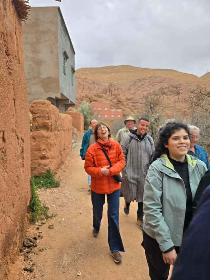Atlas mountains hike with waterfalls & 3 valleys day trip - Walking Toward Armed Village and Mount Toubkal