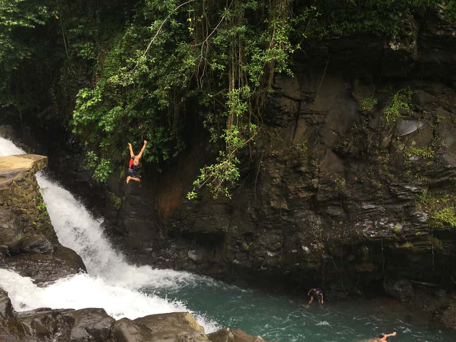 Bali: Sambangan Waterfalls Trekking, Sliding, & Jumping Trip - Walking Through Rice Fields and Tropical Crops
