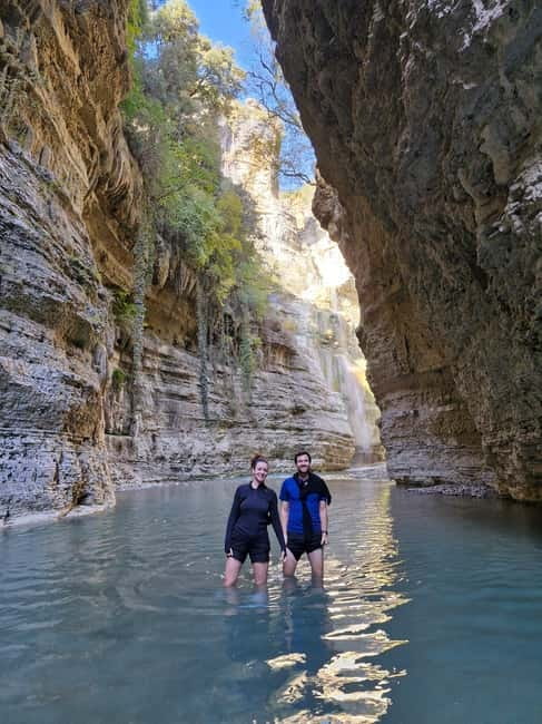 Canyon Hiking Tour Berat - Bogova Waterfall starts the day with a cold-water test