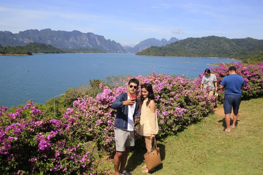 Cheow Larn Lake - Hiking - Cave Explore - Wildlife Safari - Longtail boats and the limestone towers