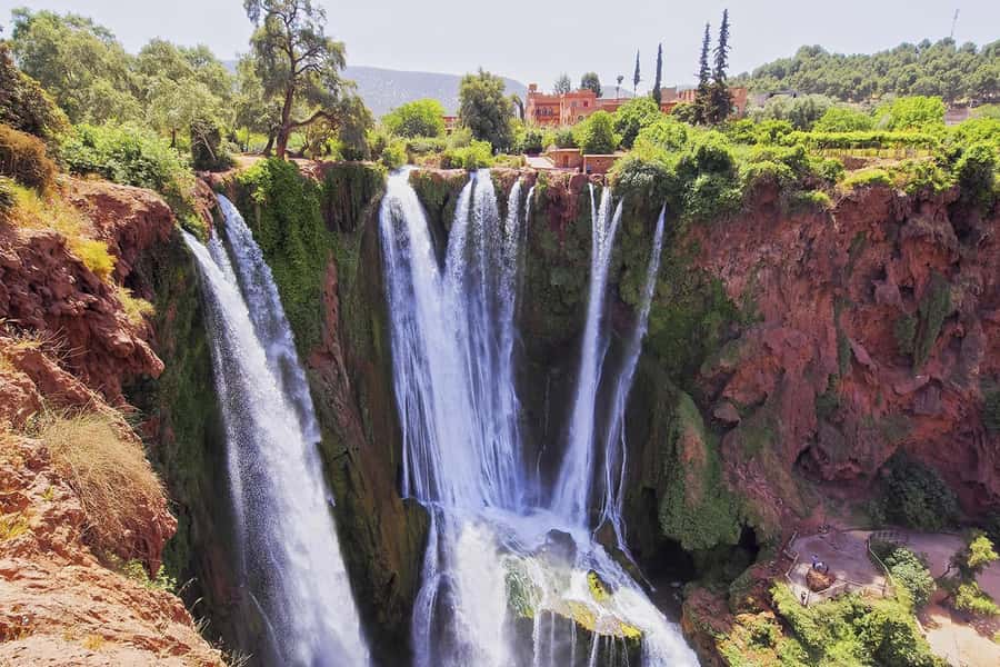 From Marrakech: Ouzoud Waterfalls Guided Hike and Boat Tour - Arriving above the three falls