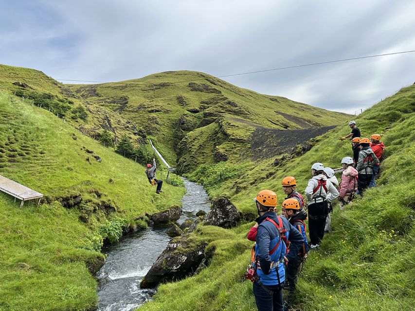 From Vík: Zipline and Hiking Adventure Tour - Big Rush and the view toward Hundafoss