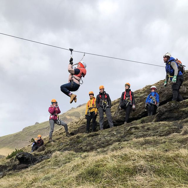 From Vík: Zipline and Hiking Adventure Tour - Little Rush above a waterfall