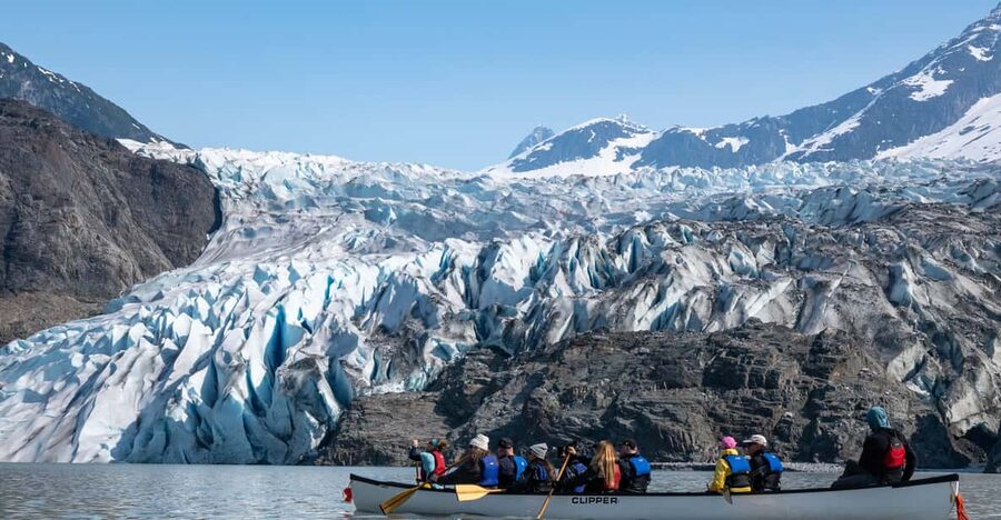 Juneau: Mendenhall Glacier Canoe Paddle and Hike - Paddling toward Mendenhall Glacier