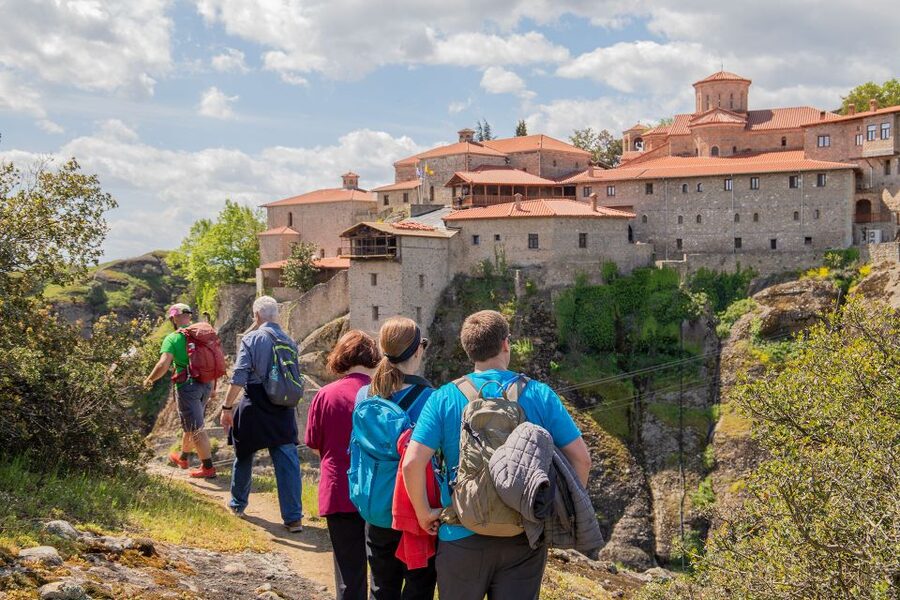 Kalabaka: Meteora Small-Group Hiking Tour w/ Monastery Visit - The descent to St. George the Madilas