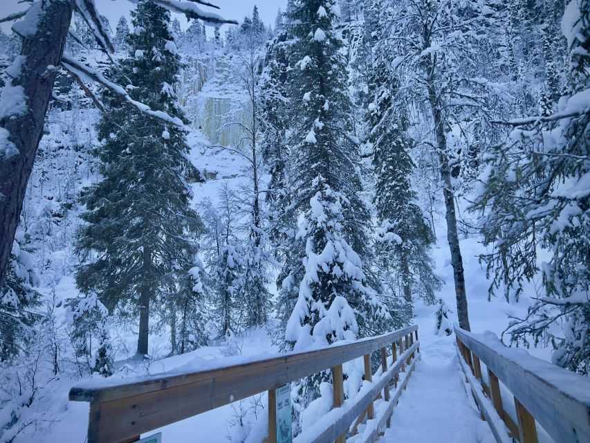 Korouoma: Frozen Waterfall Hiking Tour - Getting onto the trail with snow grips