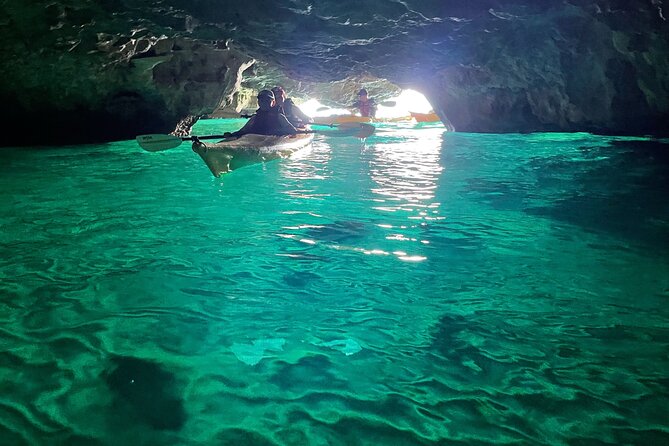 Leuca kayak tour + swimming + speleo-trek in cave - Dragon Cave, Lovers Cave, and Three Doors Cave