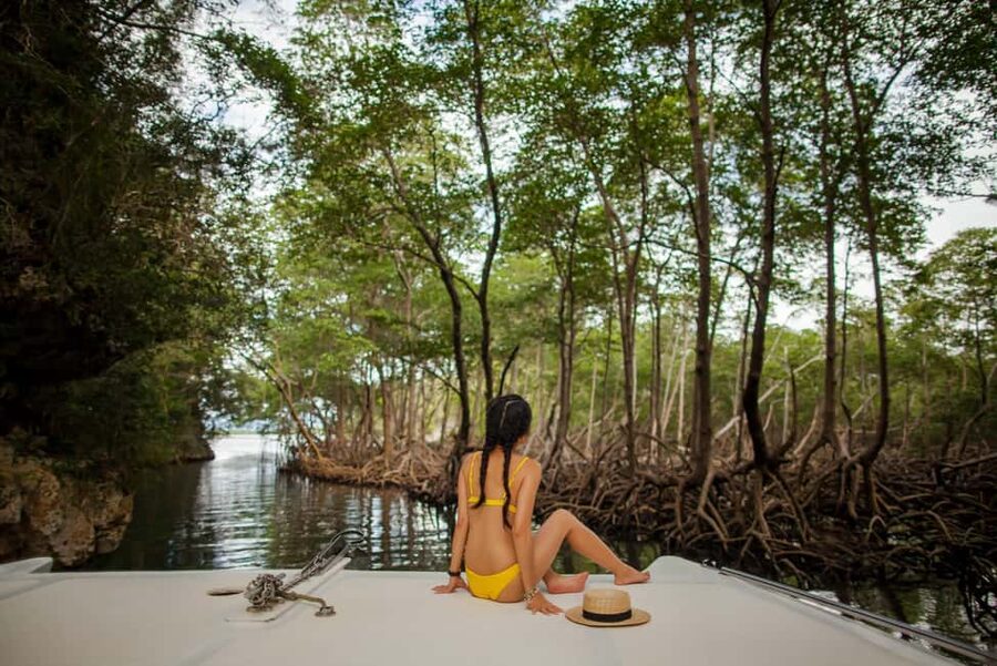 Los Haitises: Caves, Mangroves, & Rainforest Hike/Boat Tour - Setting off from Caño Hondo by boat