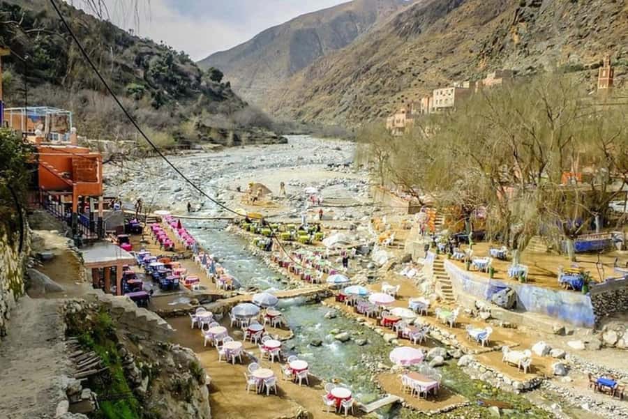 Marrakech: Ourika Valley Trip with Waterfall Hike & Lunch - Lunch beside the Ourika River