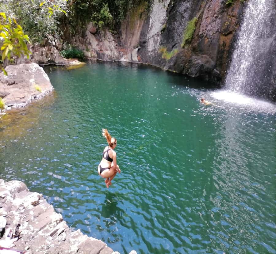 Mauritius: Tamarind Falls Guided Hike with Swim and Lunch - Reaching the first waterfalls and lower plateaus
