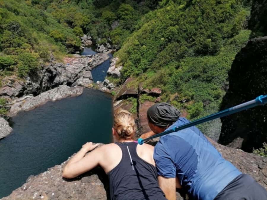 Mauritius: Tamarind Falls Guided Hike with Swim and Lunch - The fifth waterfall and its two routes down
