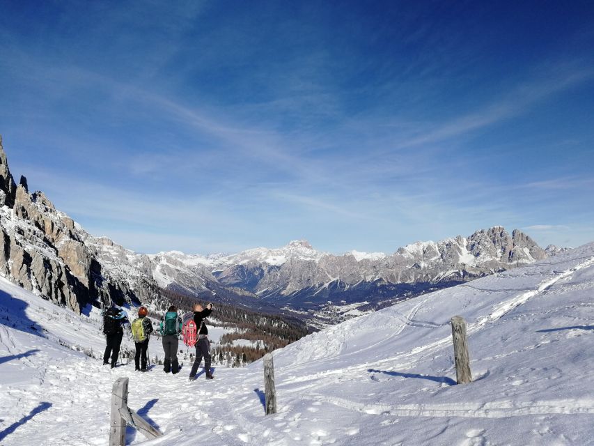 One day hike with snowshoes to discover Dolomites - Lunch with snowy peaks overhead