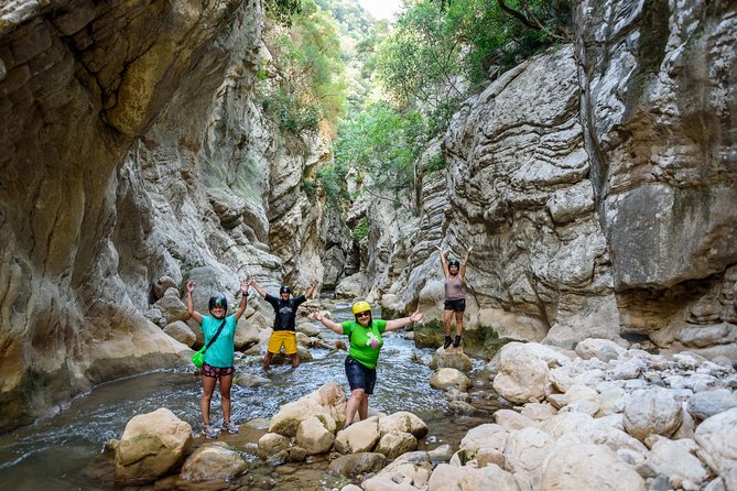 River Trekking in Neda - Georgos and Foivos make the route easier to enjoy