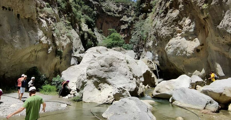 Sarakina Gorge - Southern Crete hiking & swim Adventure - Mirabello Gulf views reward a short pause