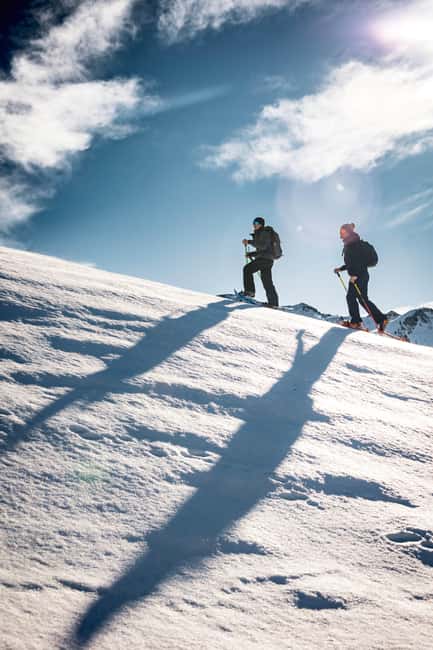 Scenic snowshoe hike in Sestriere - The first photo stop and the Olympic panorama