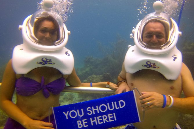 Sea Trek Helmet Dive at Coral World Ocean Park - The helmet briefing and careful entry