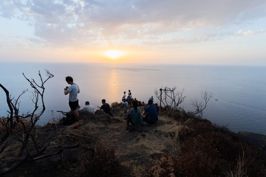 Stromboli: Sunset Trekking at Sciara del Fuoco - The old cemetery and Strombolicchio views